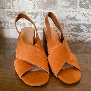 Like New Com&Sens Missy Brown Suede Wedge Sandals